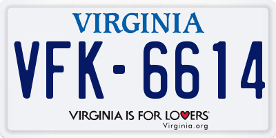 VA license plate VFK6614