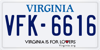 VA license plate VFK6616