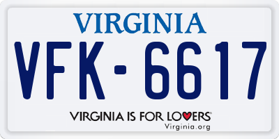 VA license plate VFK6617