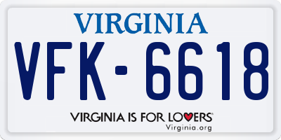 VA license plate VFK6618