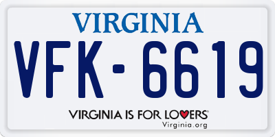 VA license plate VFK6619