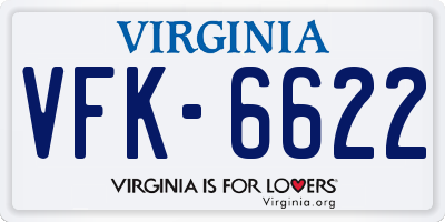 VA license plate VFK6622