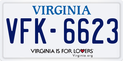VA license plate VFK6623