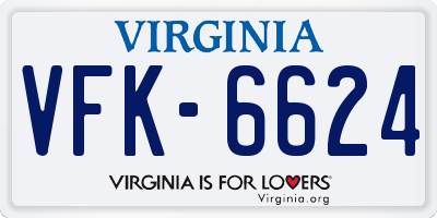 VA license plate VFK6624
