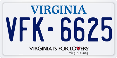 VA license plate VFK6625