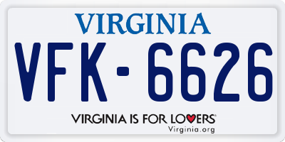 VA license plate VFK6626