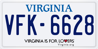 VA license plate VFK6628
