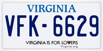 VA license plate VFK6629