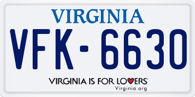 VA license plate VFK6630