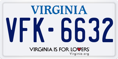 VA license plate VFK6632
