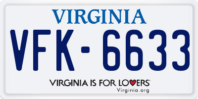 VA license plate VFK6633