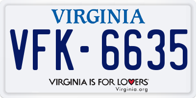 VA license plate VFK6635