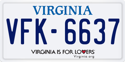 VA license plate VFK6637