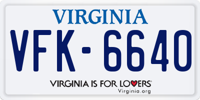 VA license plate VFK6640