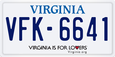 VA license plate VFK6641