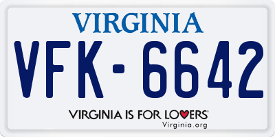 VA license plate VFK6642