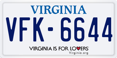 VA license plate VFK6644