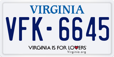 VA license plate VFK6645