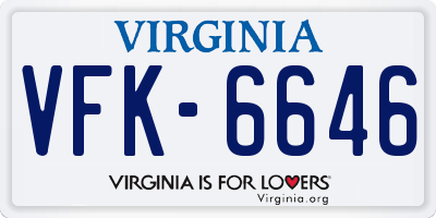 VA license plate VFK6646