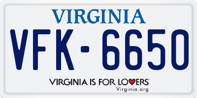VA license plate VFK6650