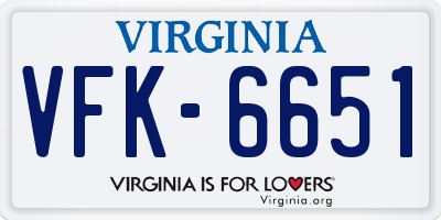 VA license plate VFK6651