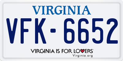 VA license plate VFK6652