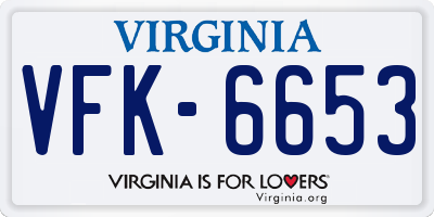VA license plate VFK6653