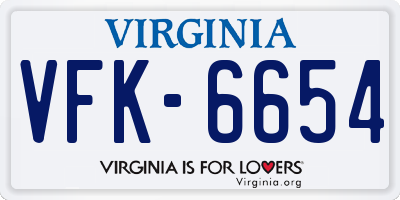VA license plate VFK6654