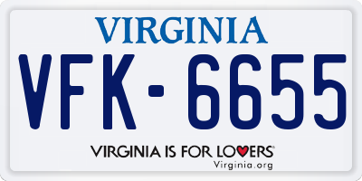 VA license plate VFK6655