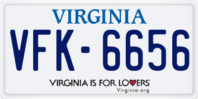 VA license plate VFK6656