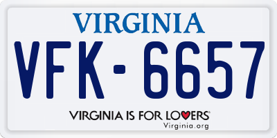 VA license plate VFK6657