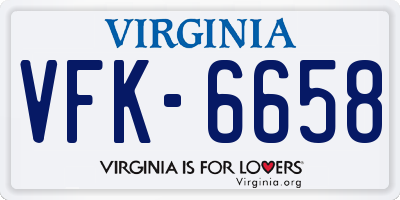VA license plate VFK6658