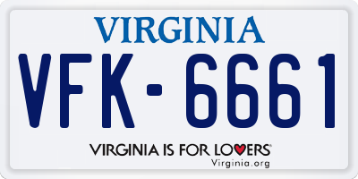 VA license plate VFK6661