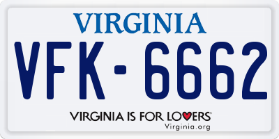 VA license plate VFK6662