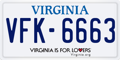 VA license plate VFK6663
