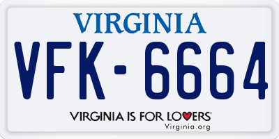VA license plate VFK6664