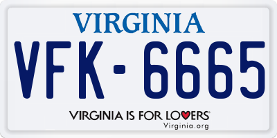VA license plate VFK6665