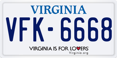 VA license plate VFK6668