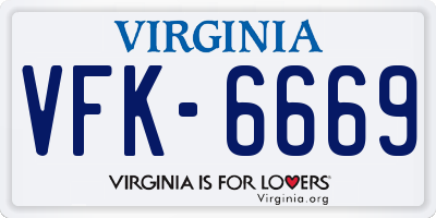 VA license plate VFK6669