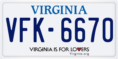 VA license plate VFK6670
