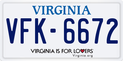 VA license plate VFK6672