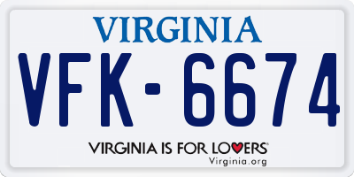 VA license plate VFK6674