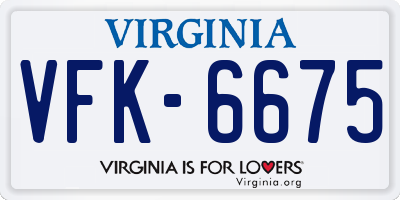 VA license plate VFK6675