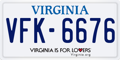 VA license plate VFK6676