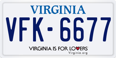 VA license plate VFK6677