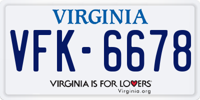 VA license plate VFK6678