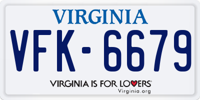 VA license plate VFK6679