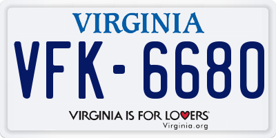 VA license plate VFK6680