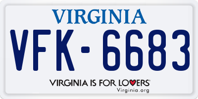 VA license plate VFK6683