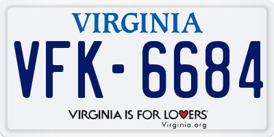 VA license plate VFK6684